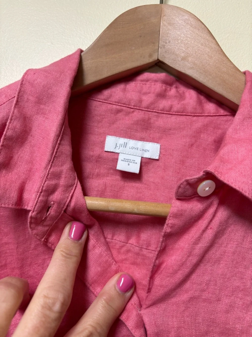 J Jill Love Linen Button Down Shirt Teaberry Small - Picture 9 of 11